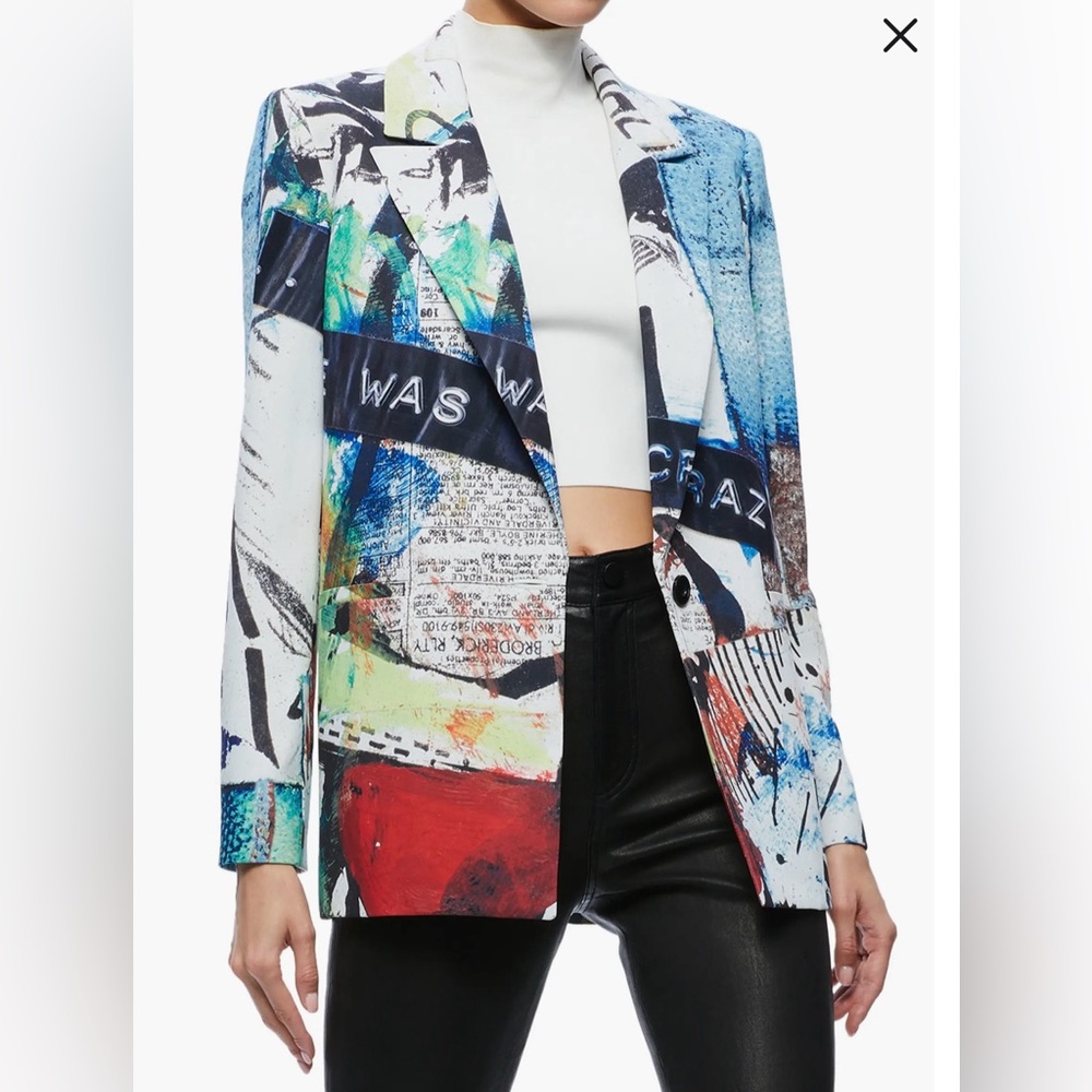 Alice + Olivia Graffiti X Basquiat CONFIDENTIAL Blazer NWT 8-10 Medium HOST PICK - Picture 4 of 12